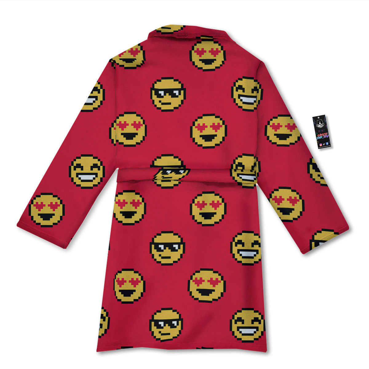 Emoji Pixel Print Pattern Bathrobe-grizzshop