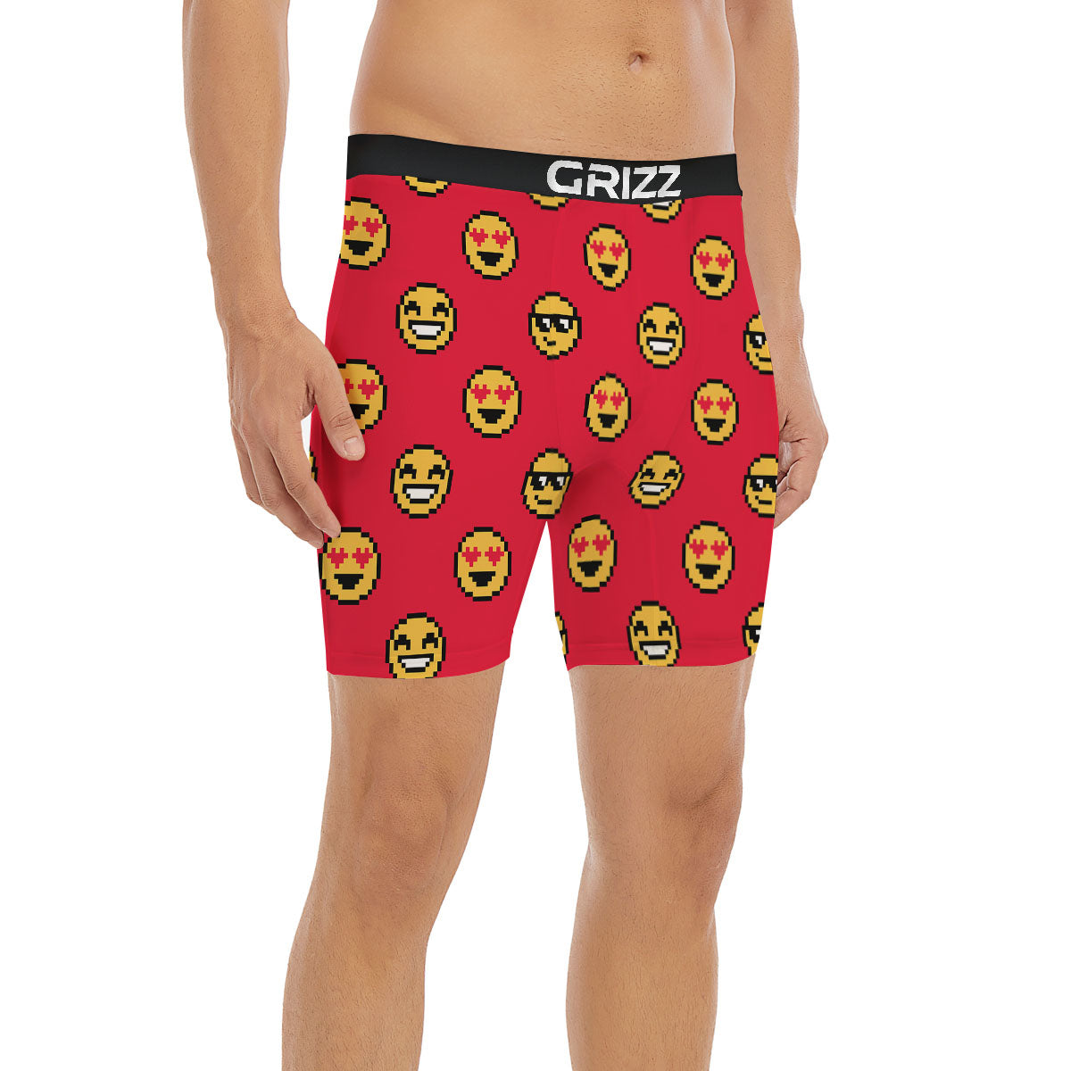 Emoji Pixel Print Pattern Boxer Briefs-grizzshop