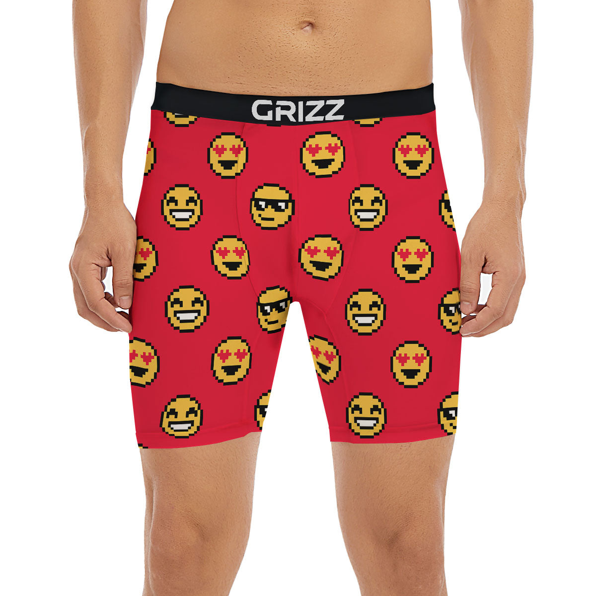 Emoji Pixel Print Pattern Boxer Briefs-grizzshop