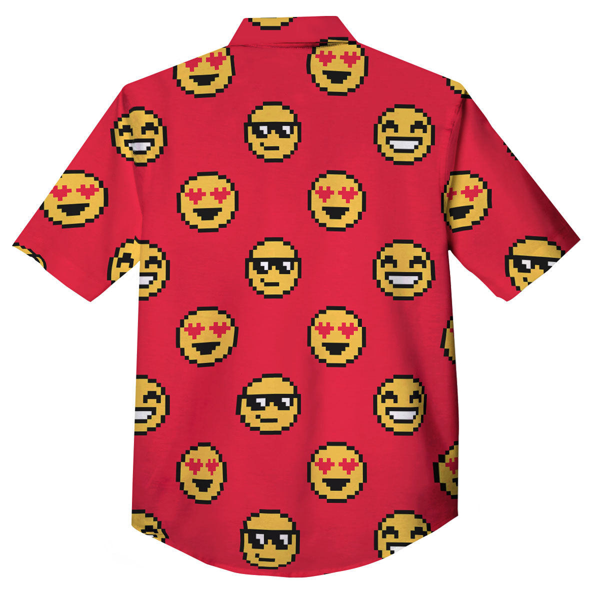 Emoji Pixel Print Pattern Button Up Shirt-grizzshop