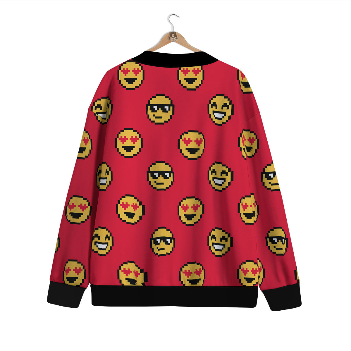 Emoji Pixel Print Pattern Cardigan-grizzshop