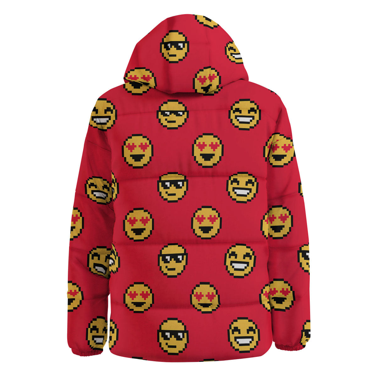 Emoji Pixel Print Pattern Down Jacket-grizzshop