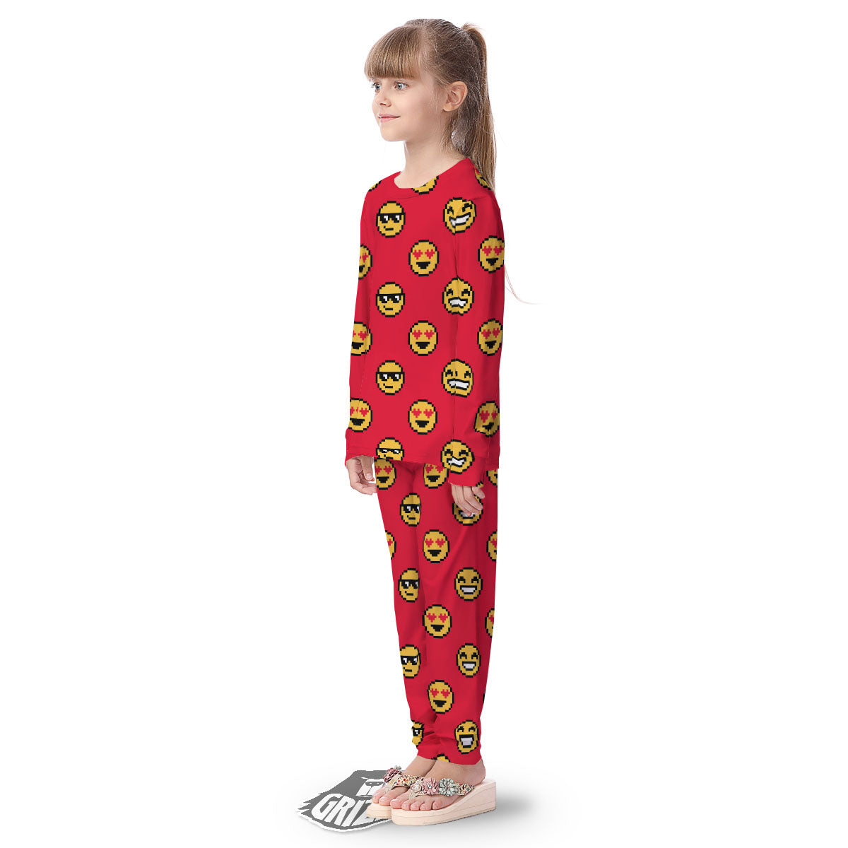 Emoji Pixel Print Pattern Kid's Pajamas-grizzshop