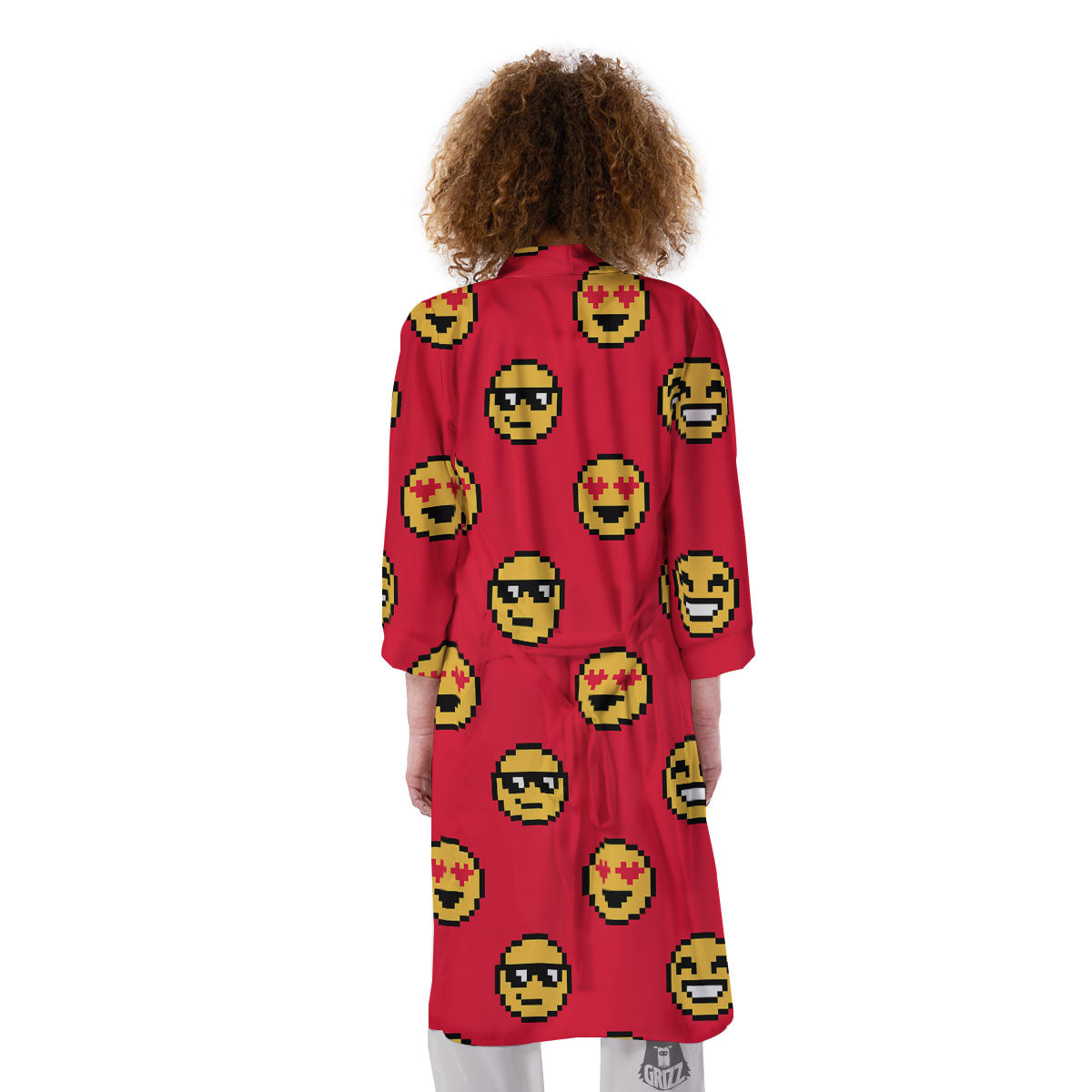 Emoji Pixel Print Pattern Kimono-grizzshop