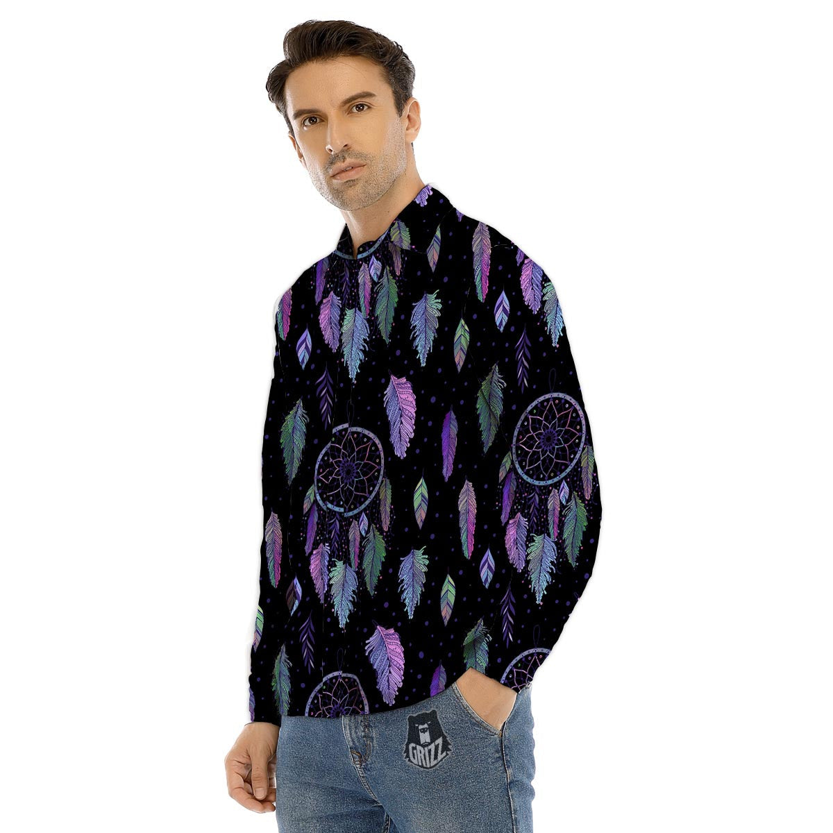 Emoji Pixel Print Pattern Men's Dress Shirts-grizzshop