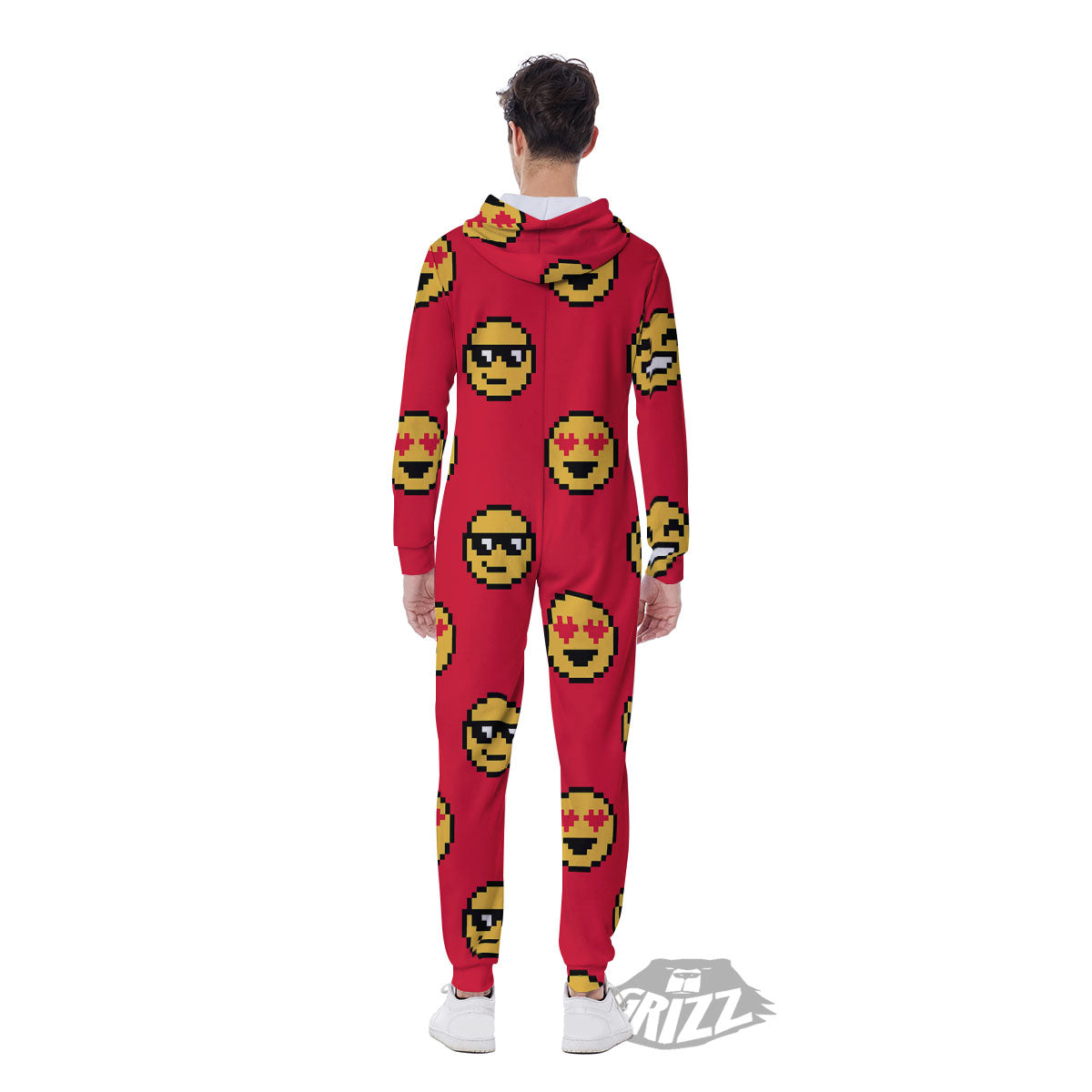 Emoji Pixel Print Pattern Men's Jumpsuit-grizzshop