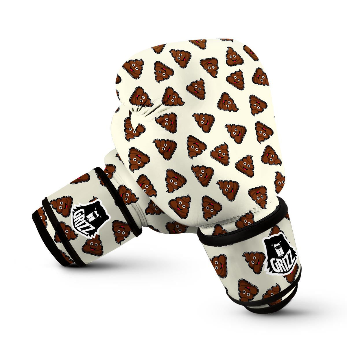 Emoji Poop Pattern Print Boxing Gloves-grizzshop