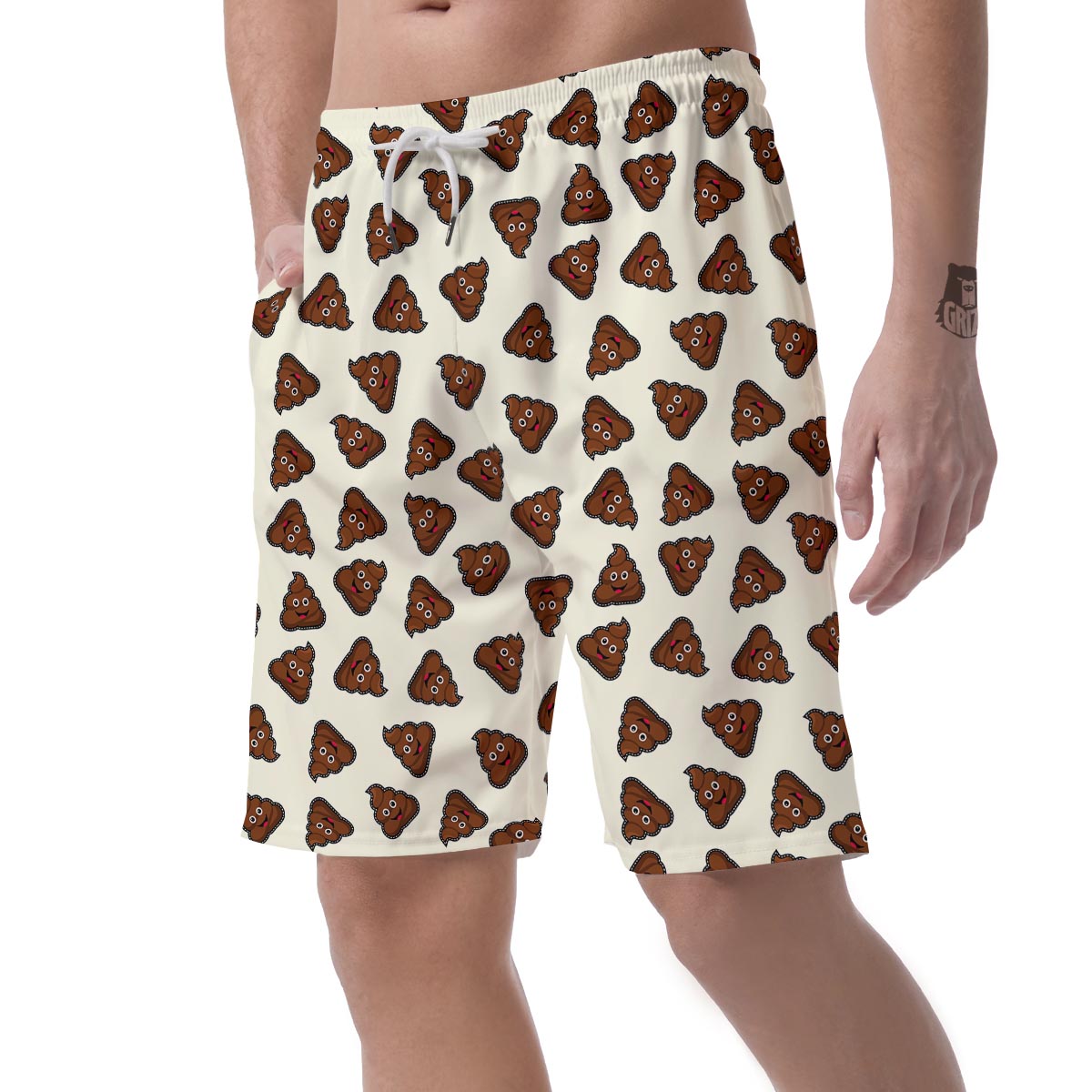 Emoji Poop Pattern Print Men's Shorts-grizzshop