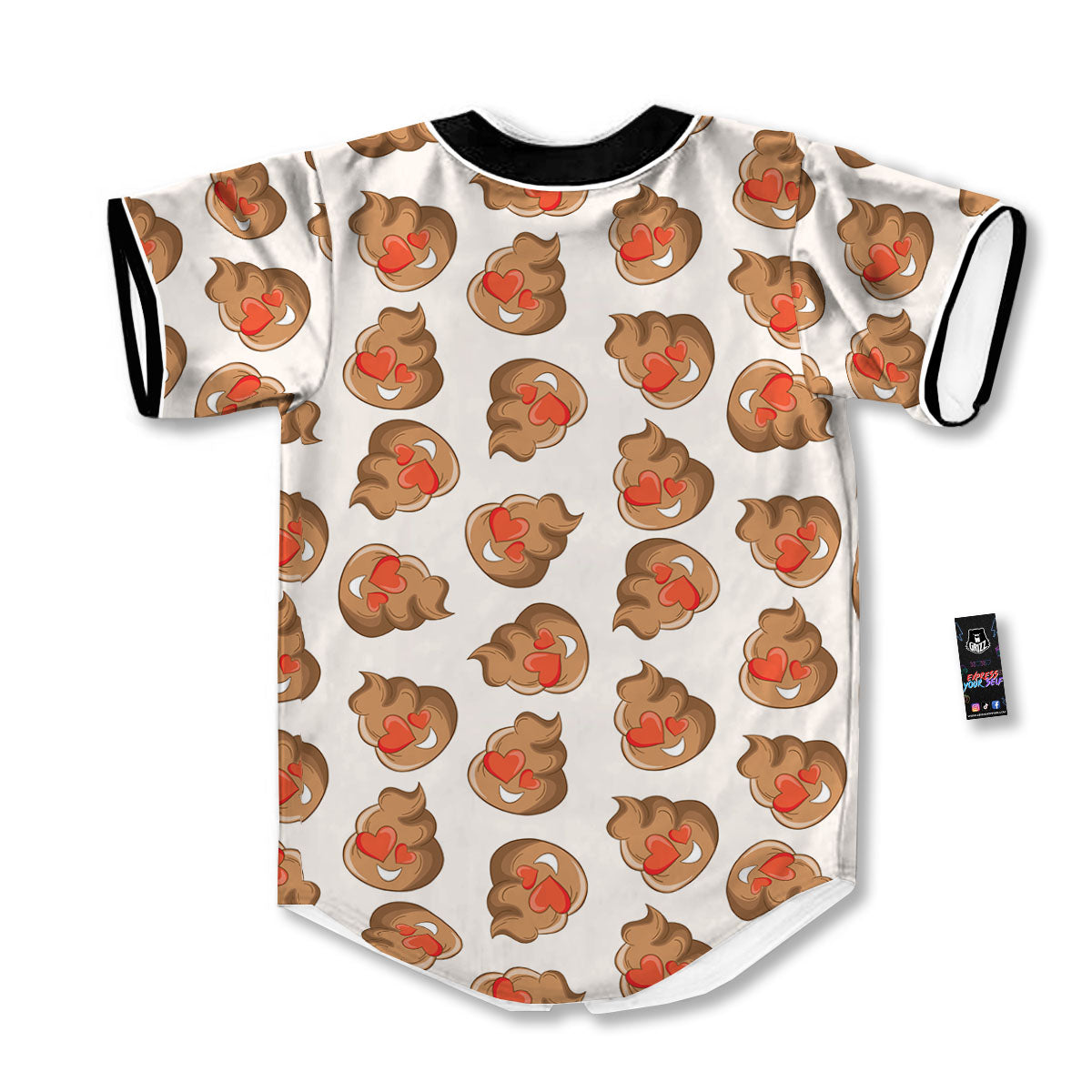 Emoji Poop Print Pattern Baseball Jersey-grizzshop