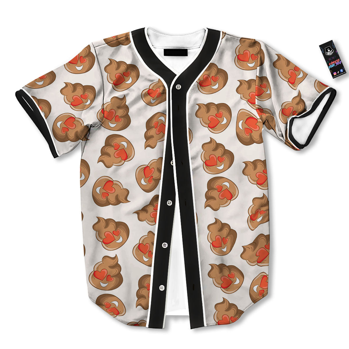 Emoji Poop Print Pattern Baseball Jersey-grizzshop