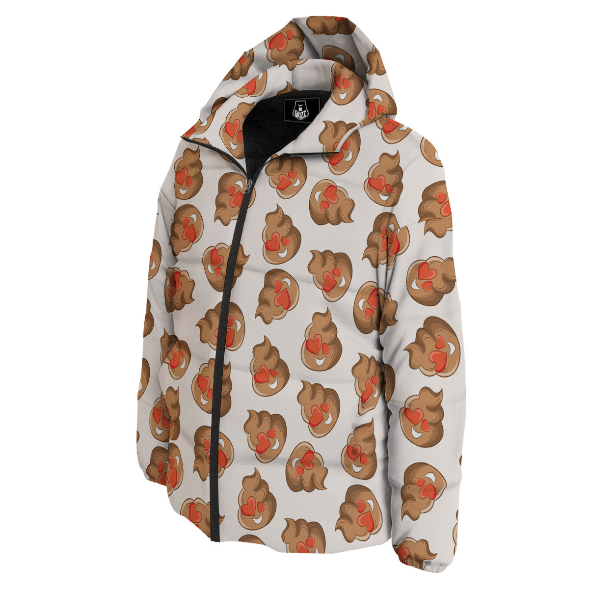Emoji Poop Print Pattern Down Jacket-grizzshop