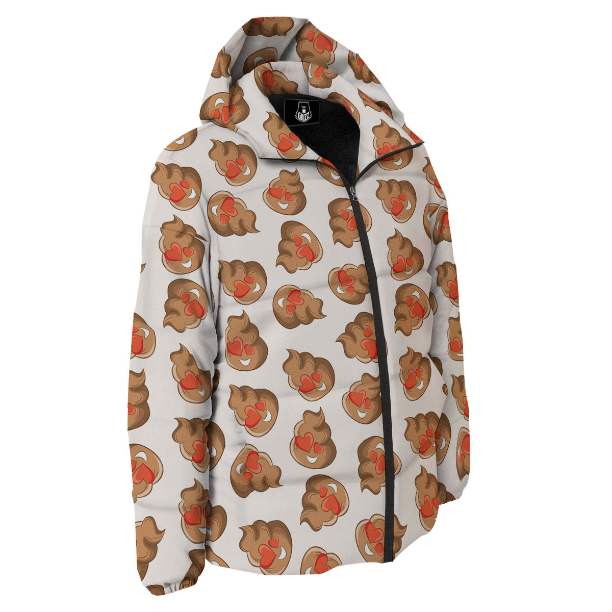 Emoji Poop Print Pattern Down Jacket-grizzshop