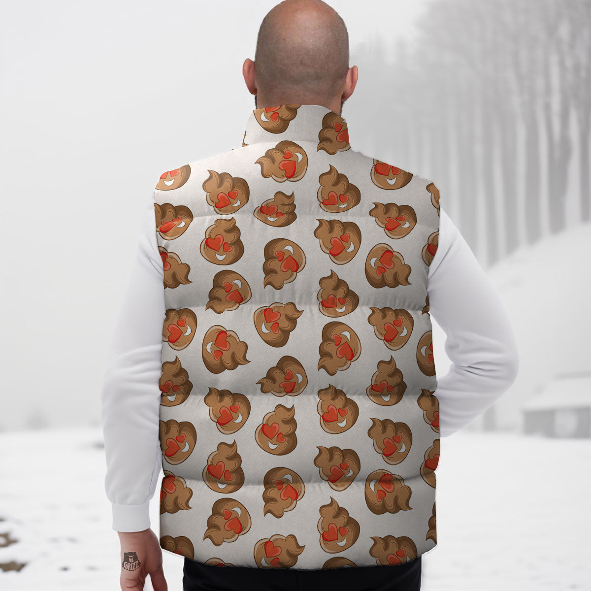 Emoji Poop Print Pattern Down Vest