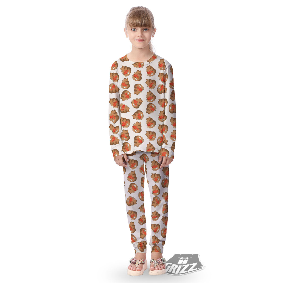 Emoji Poop Print Pattern Kid's Pajamas-grizzshop