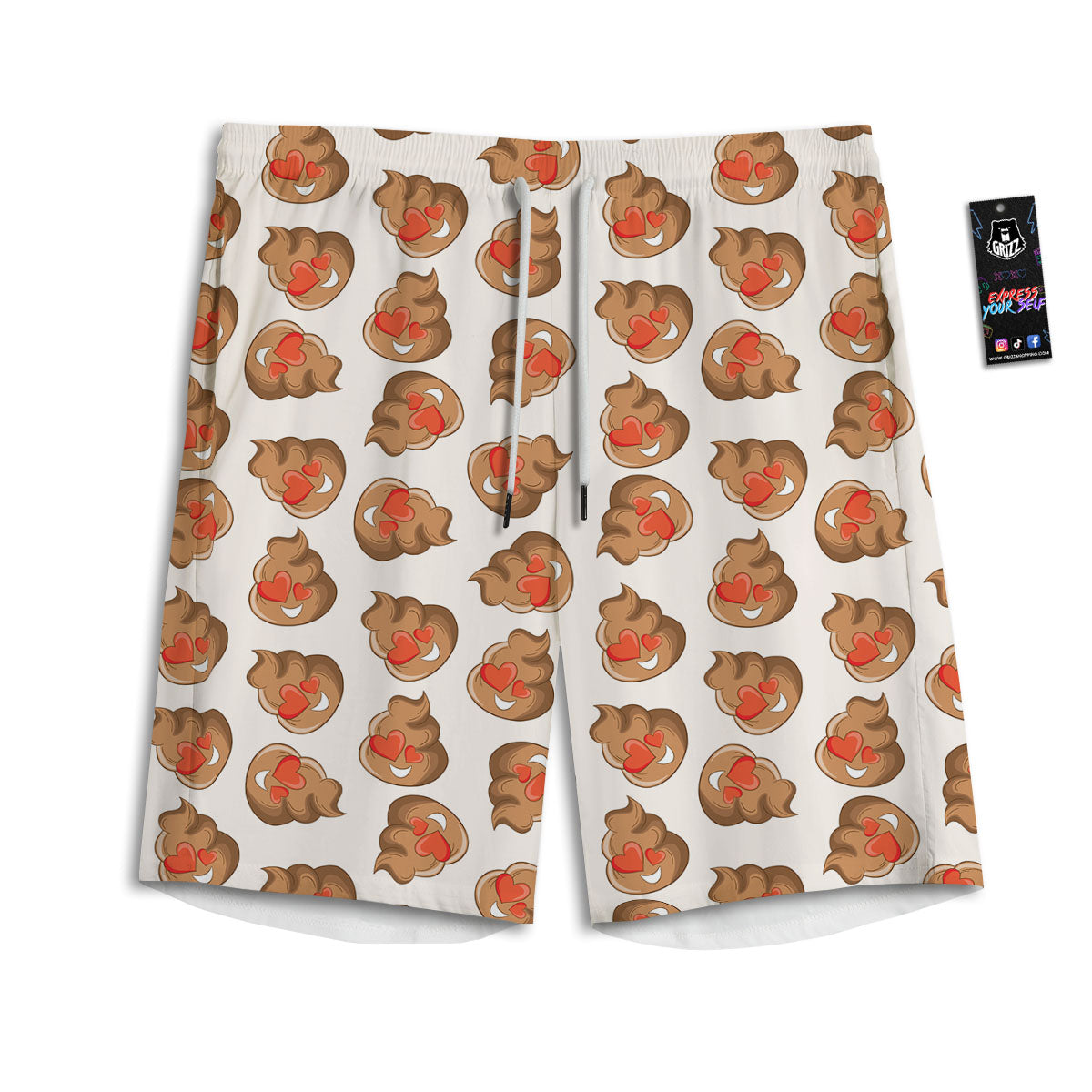 Emoji Poop Print Pattern Men's Athletic Shorts