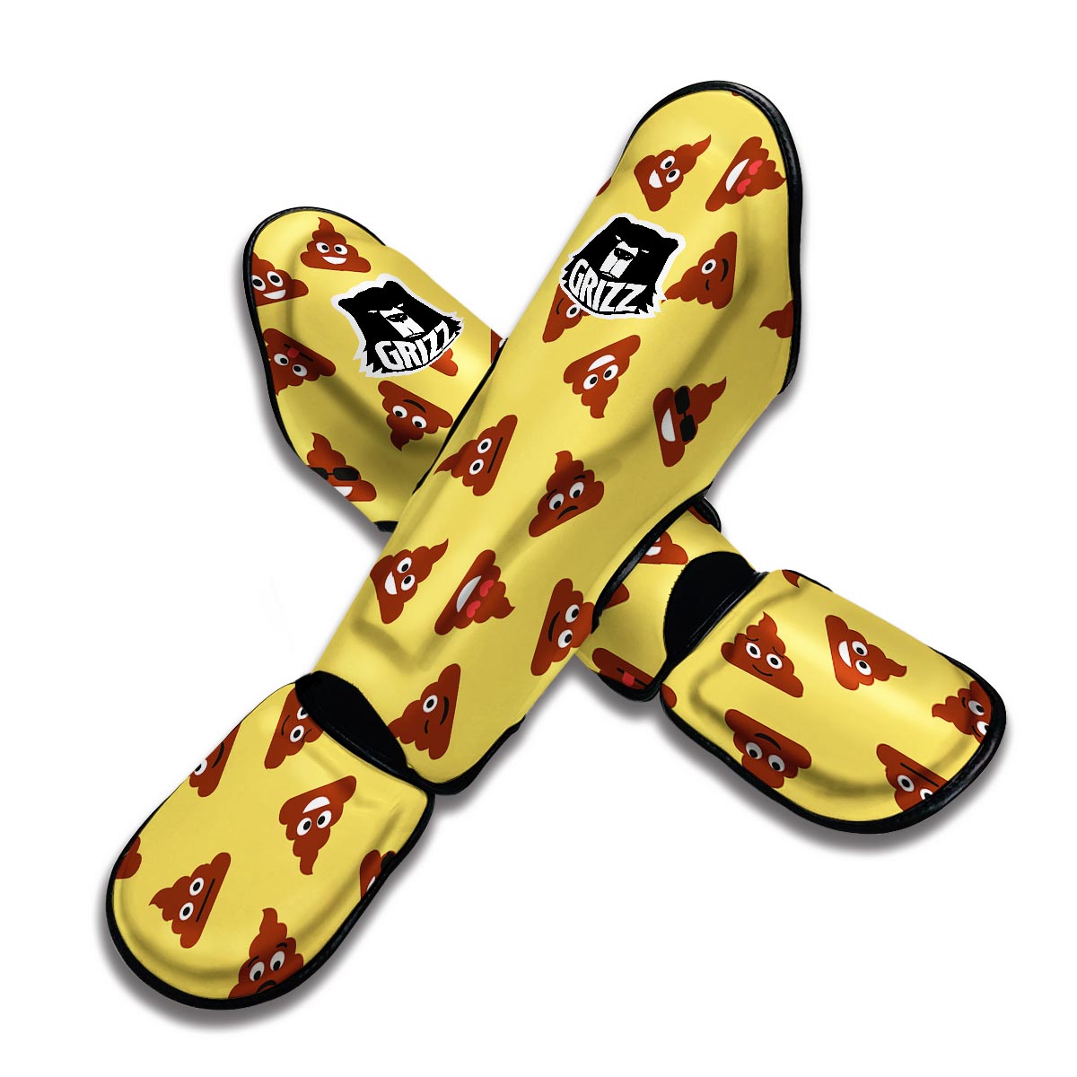 Emoji Poop Print Pattern Muay Thai Shin Guards-grizzshop