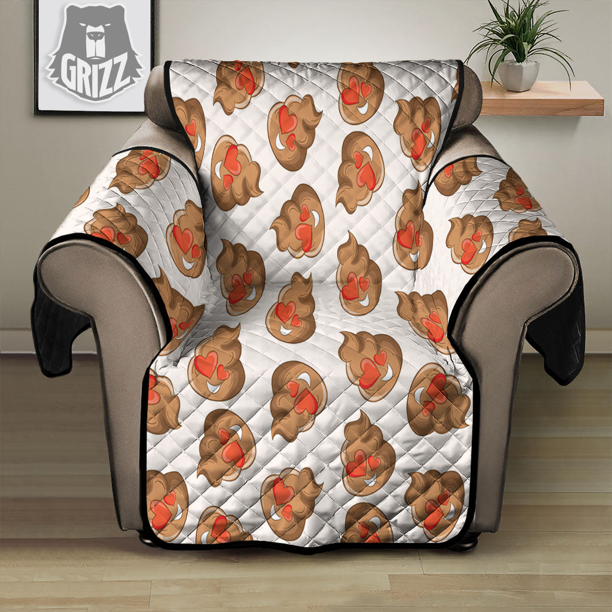 Emoji Poop Print Pattern Recliner Protector-grizzshop