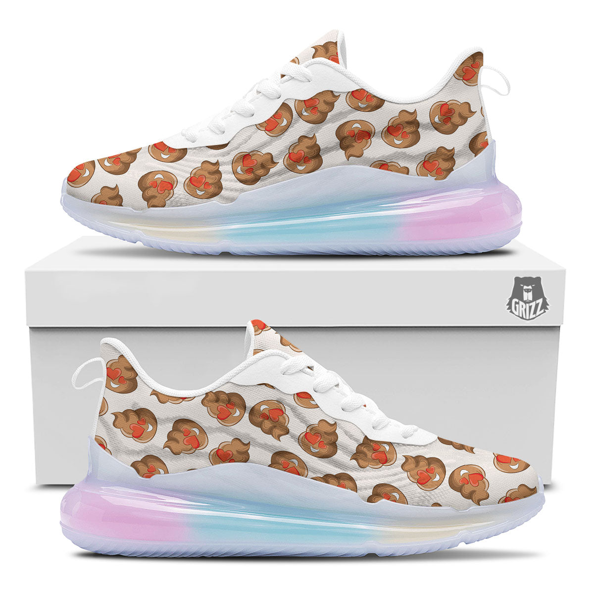 Emoji Poop Print Pattern Running Sneakers-grizzshop
