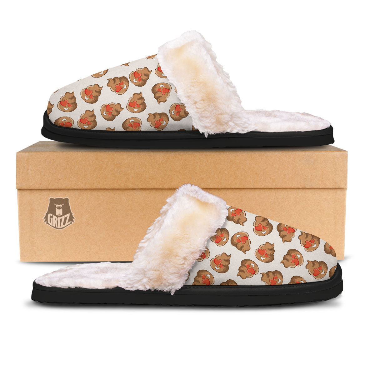 Emoji Poop Print Pattern Slippers-grizzshop