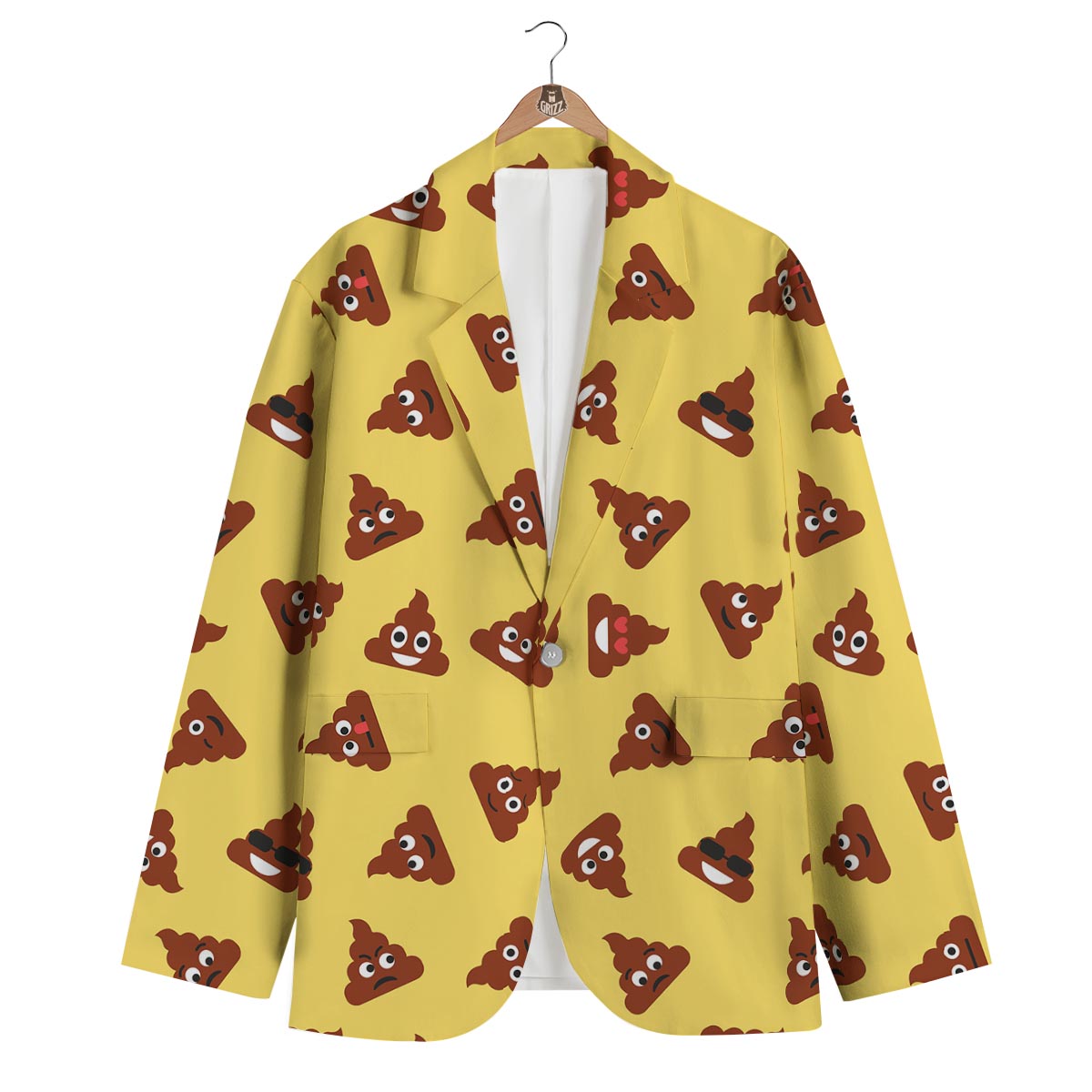 Emoji Poop Yellow Print Pattern Men's Blazer-grizzshop