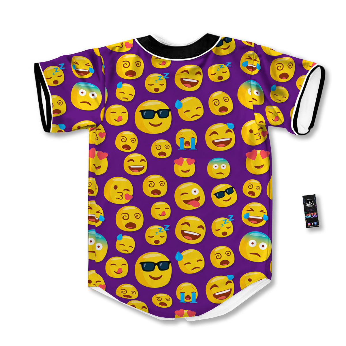 Emoji Purple Print Pattern Baseball Jersey-grizzshop