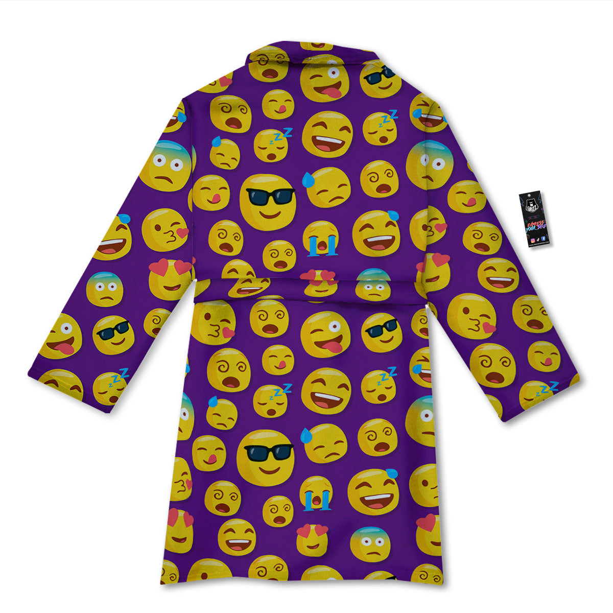 Emoji Purple Print Pattern Bathrobe-grizzshop