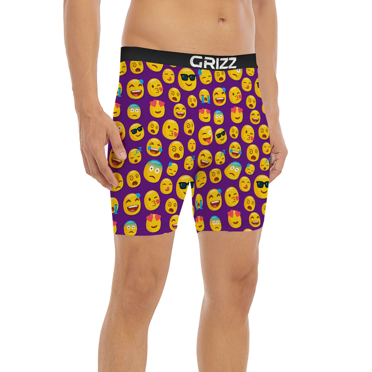 Emoji Purple Print Pattern Boxer Briefs-grizzshop