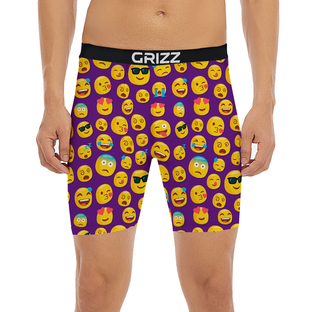 Emoji Purple Print Pattern Boxer Briefs-grizzshop