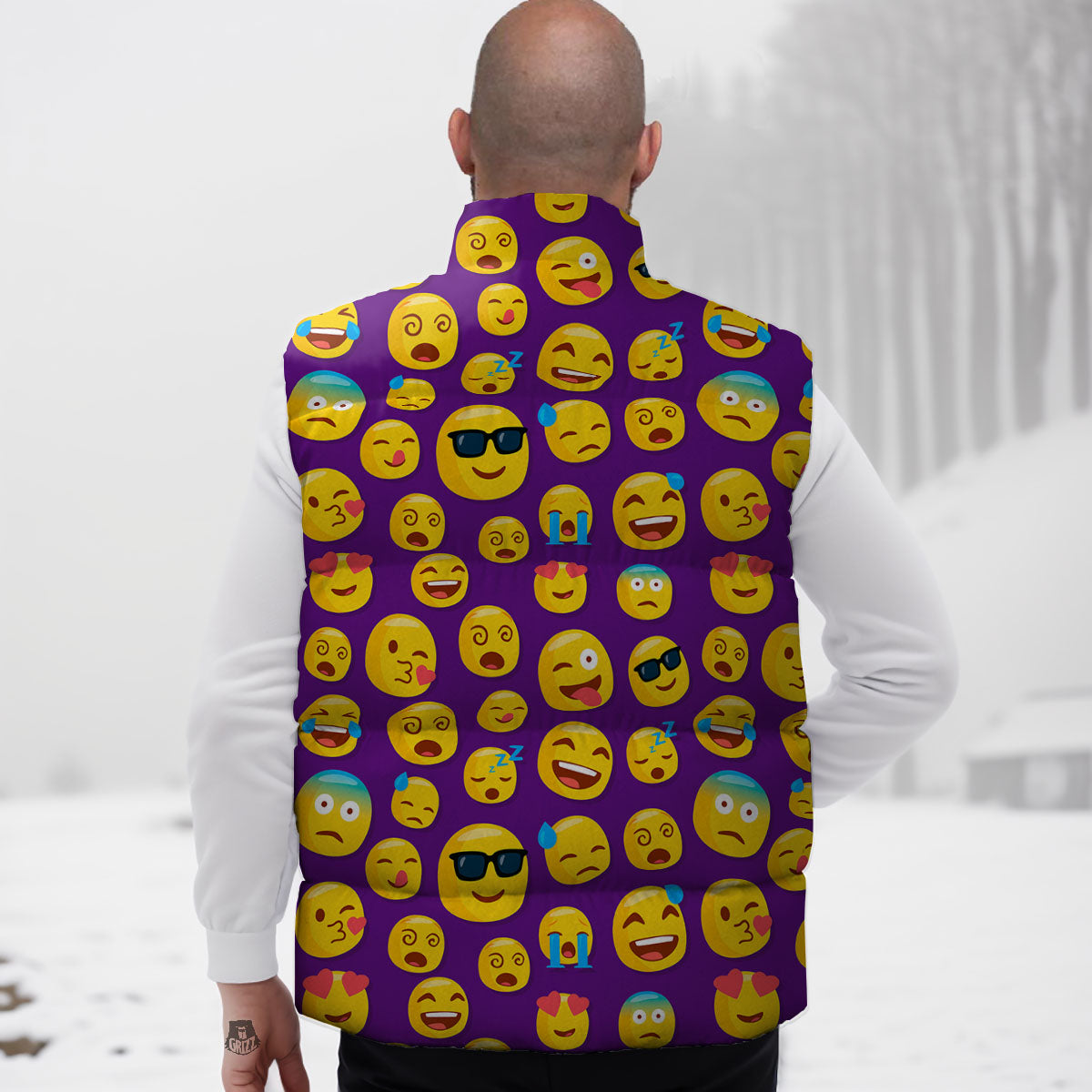 Emoji Purple Print Pattern Down Vest