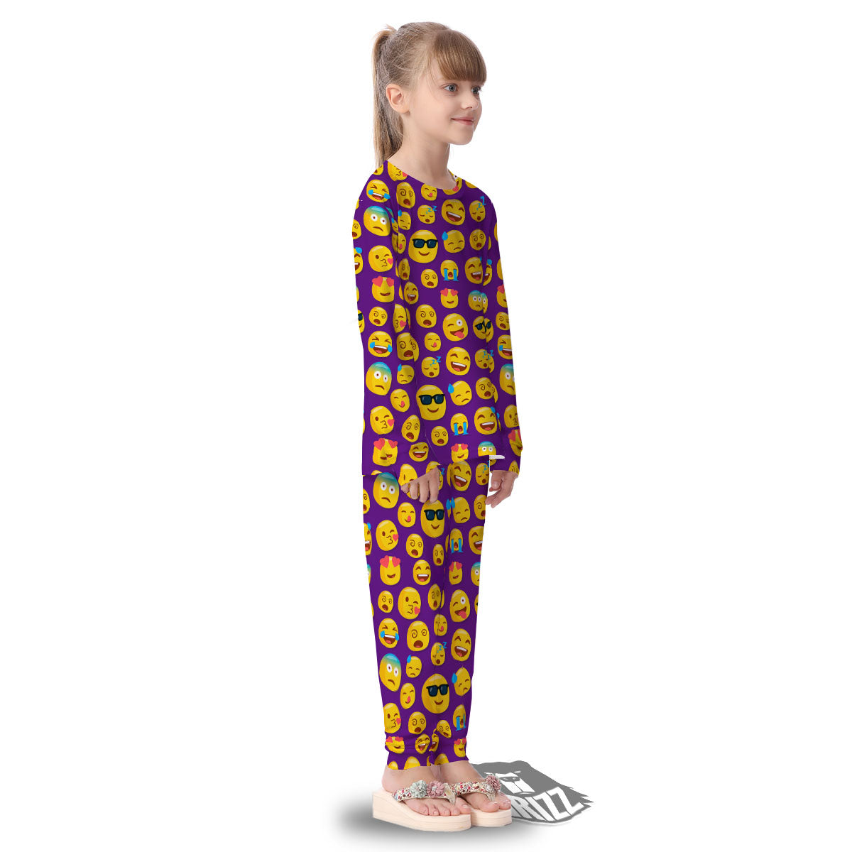 Emoji Purple Print Pattern Kid's Pajamas-grizzshop