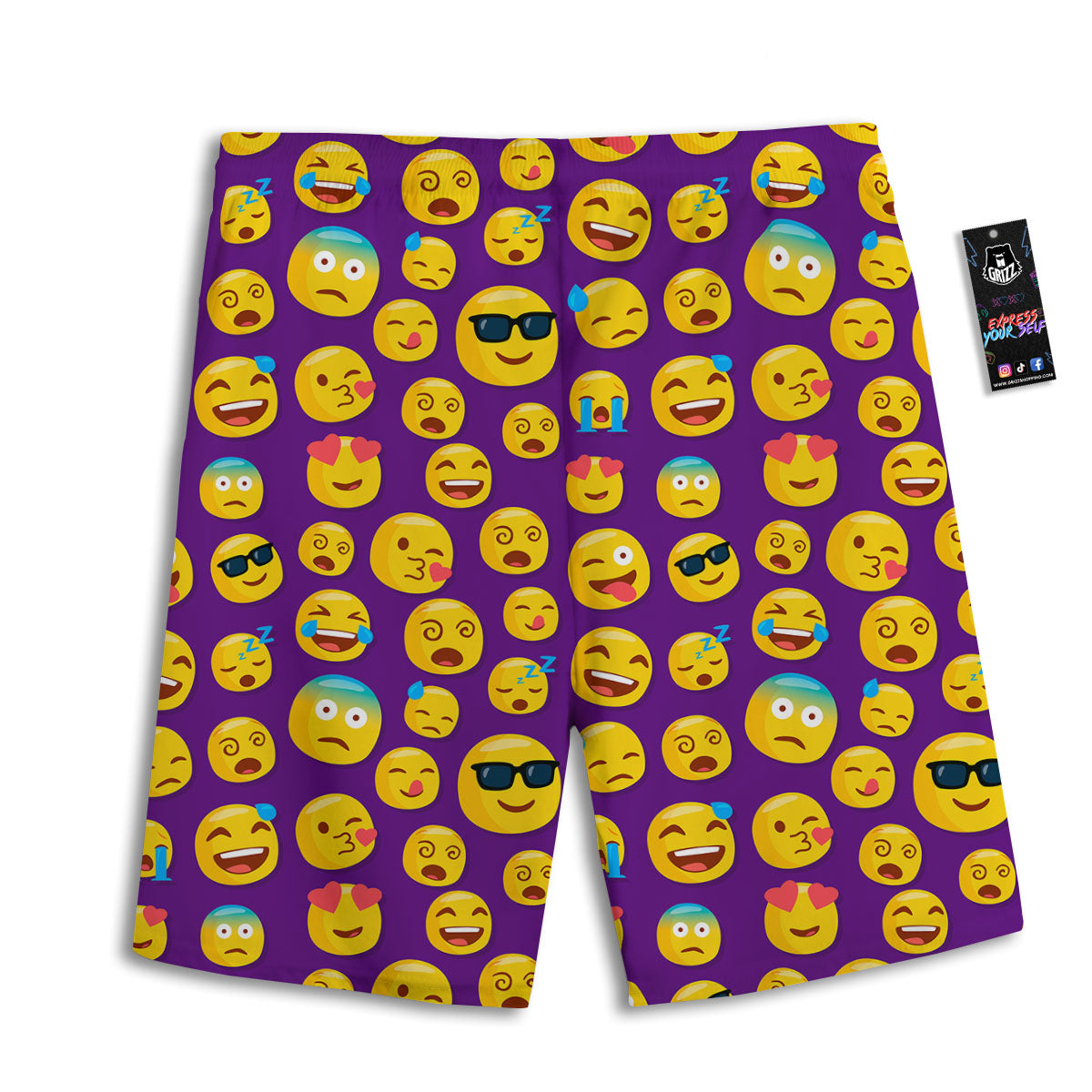 Emoji Purple Print Pattern Men's Athletic Shorts