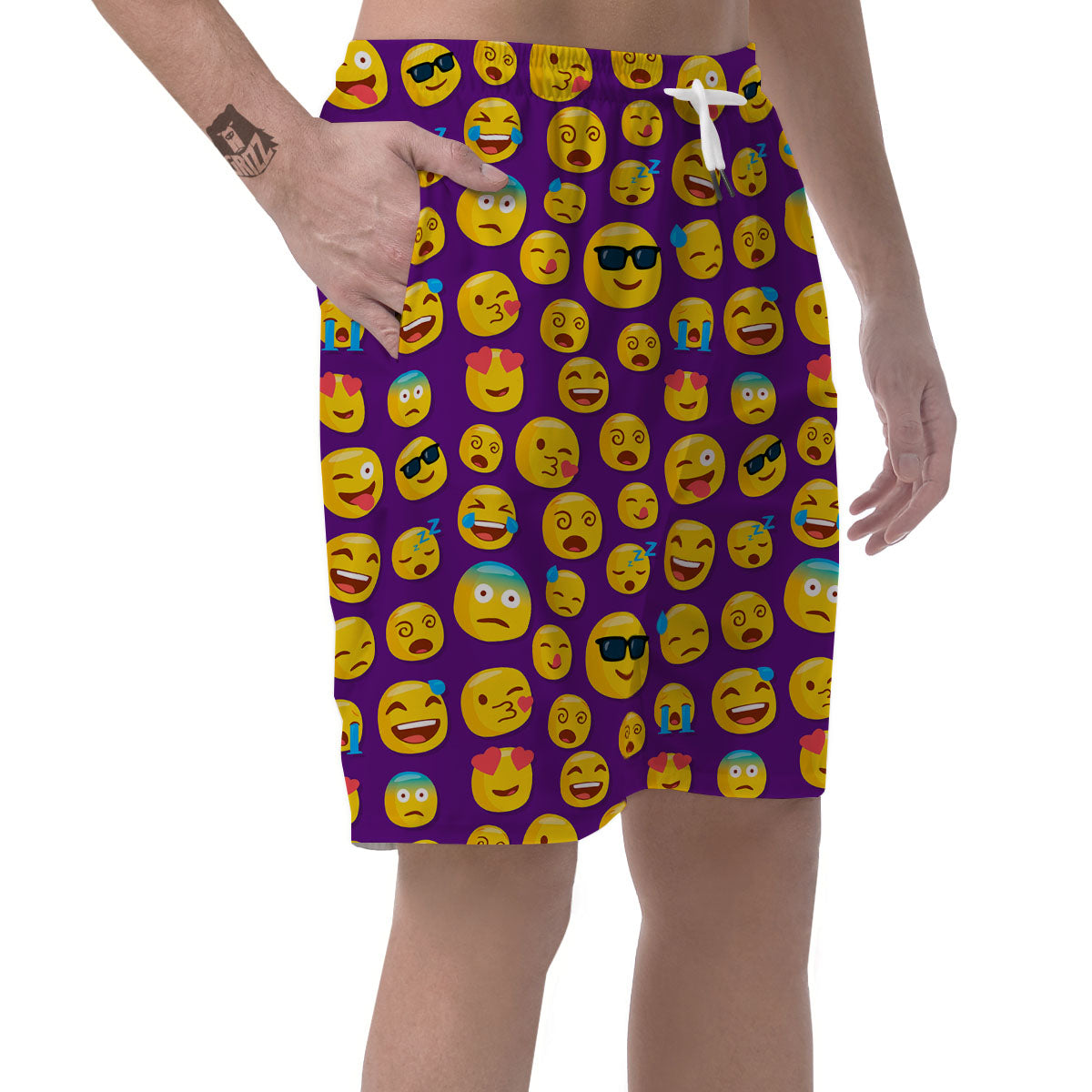 Emoji Purple Print Pattern Men's Shorts-grizzshop