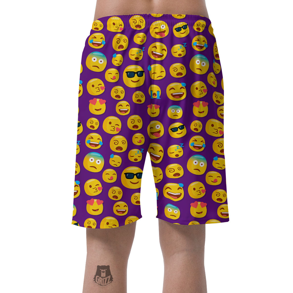 Emoji Purple Print Pattern Men's Shorts-grizzshop