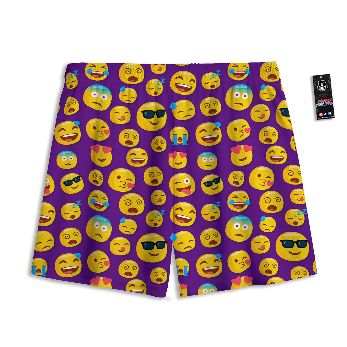 Emoji Purple Print Pattern Mesh Shorts