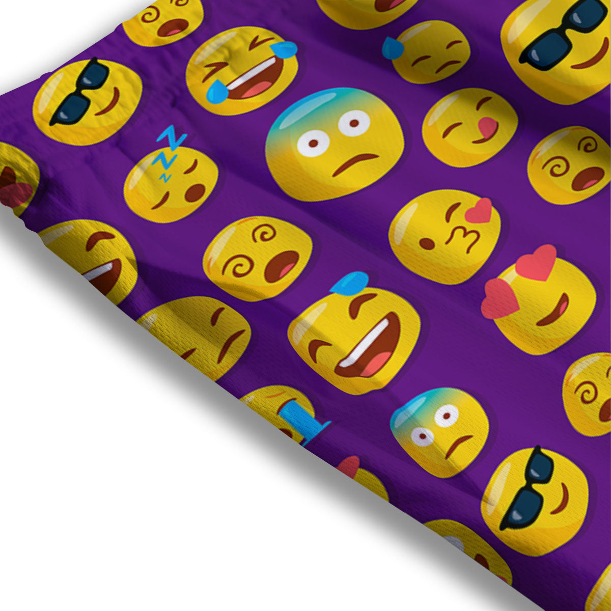 Emoji Purple Print Pattern Mesh Shorts