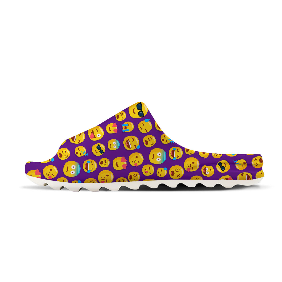 Emoji Purple Print Pattern Sandals-grizzshop