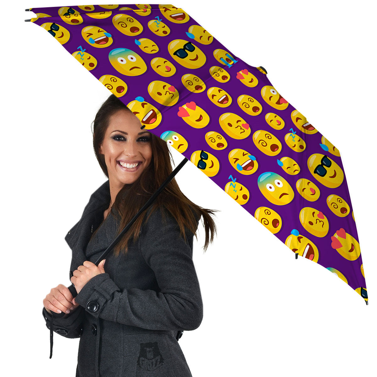 Emoji Purple Print Pattern Umbrella-grizzshop