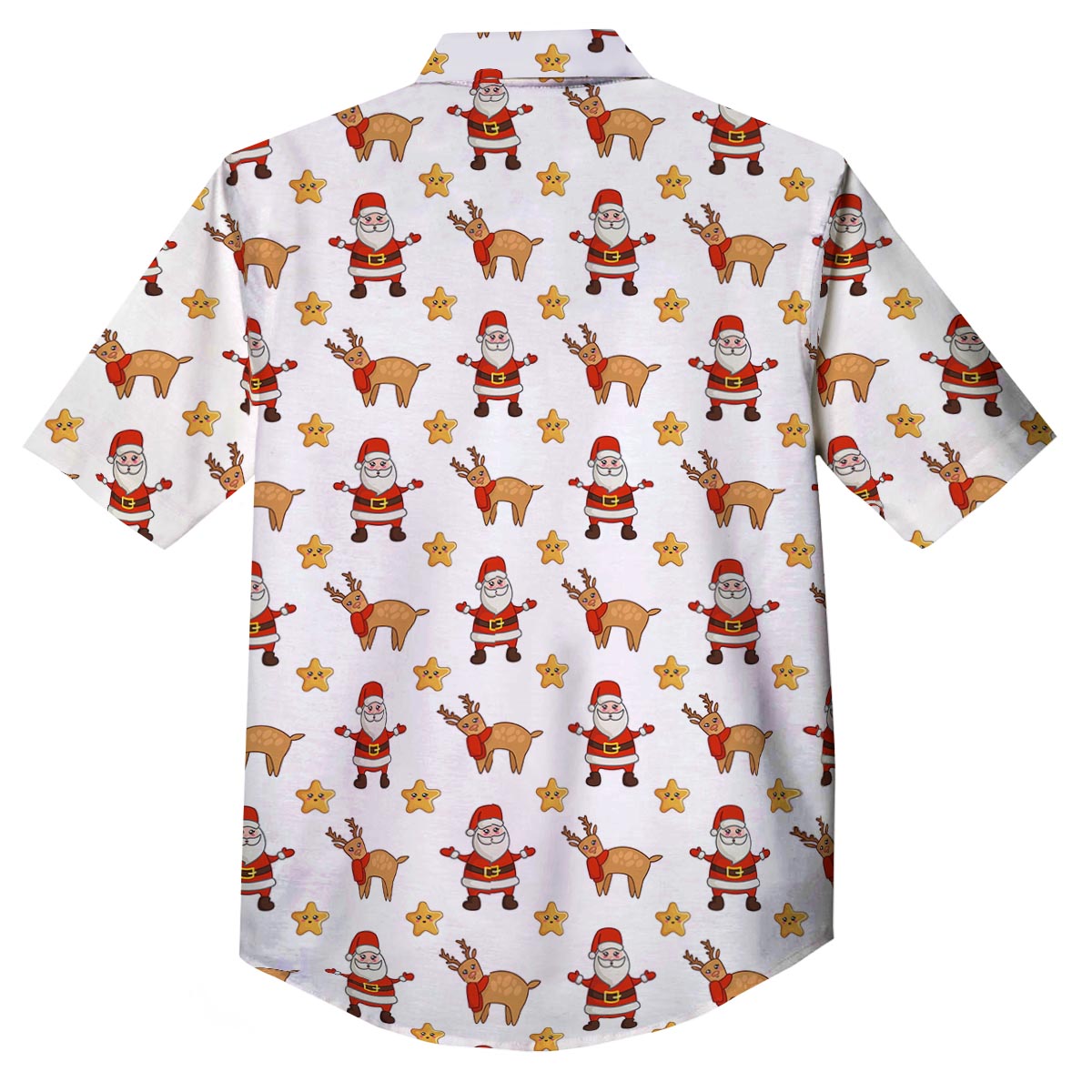 Emoji Reindeer And Santa Claus Print Pattern Button Up Shirt-grizzshop
