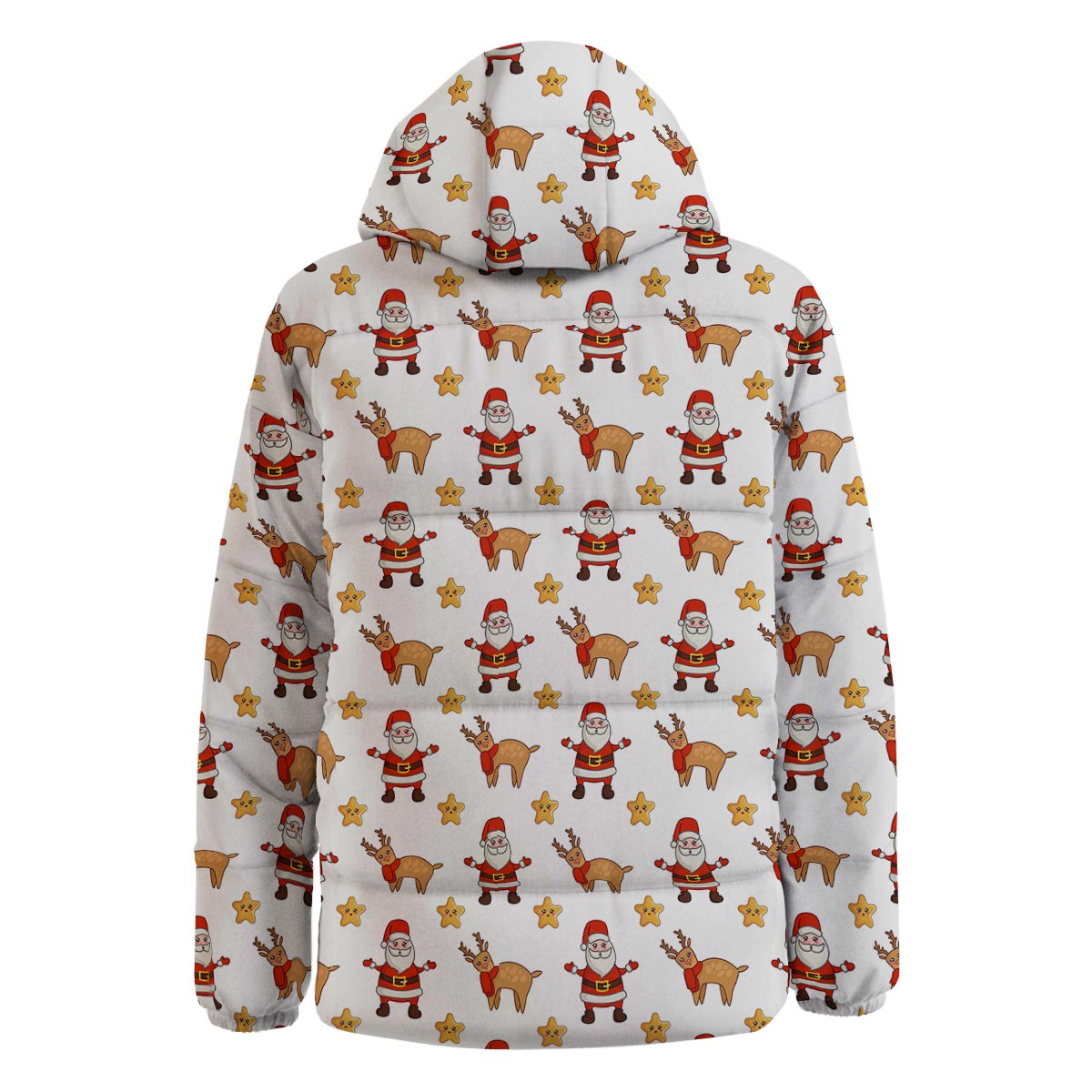 Emoji Reindeer And Santa Claus Print Pattern Down Jacket-grizzshop
