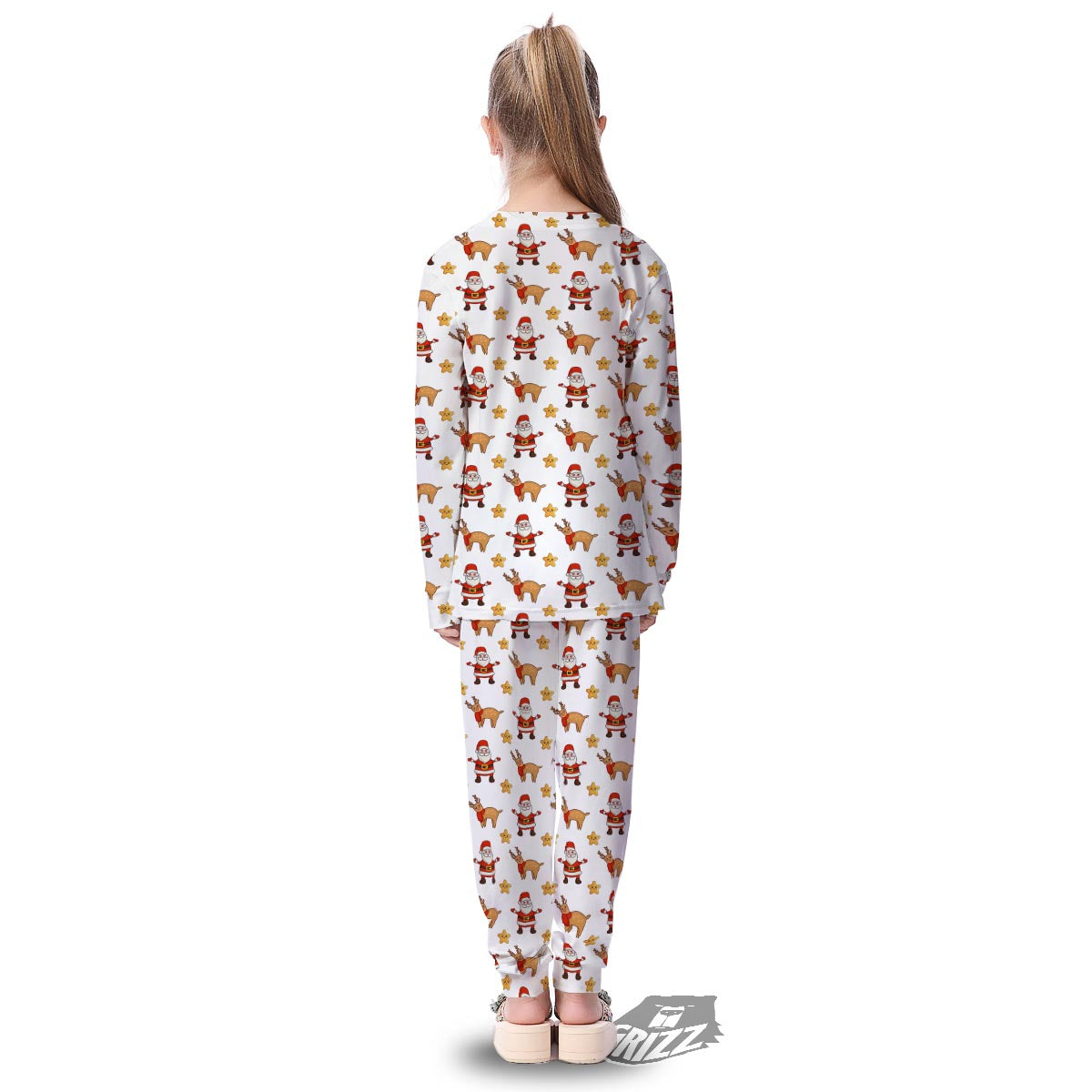 Emoji Reindeer And Santa Claus Print Pattern Kid's Pajamas-grizzshop