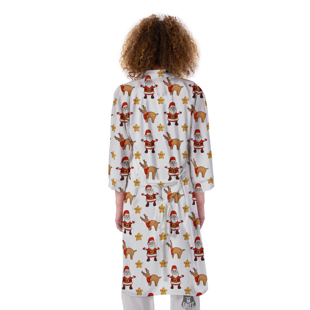 Emoji Reindeer And Santa Claus Print Pattern Kimono-grizzshop