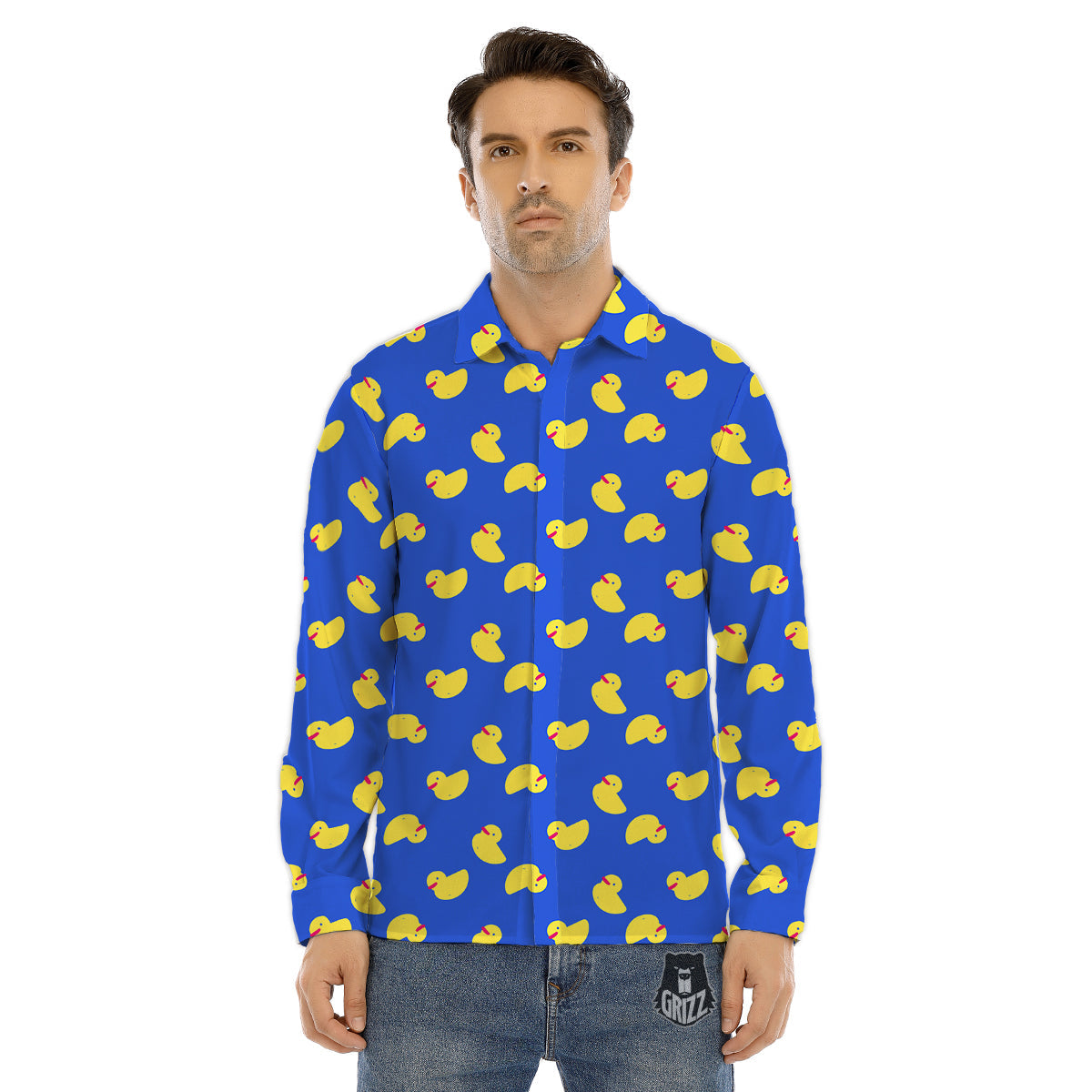 Emoji Reindeer And Santa Claus Print Pattern Men's Dress Shirts-grizzshop