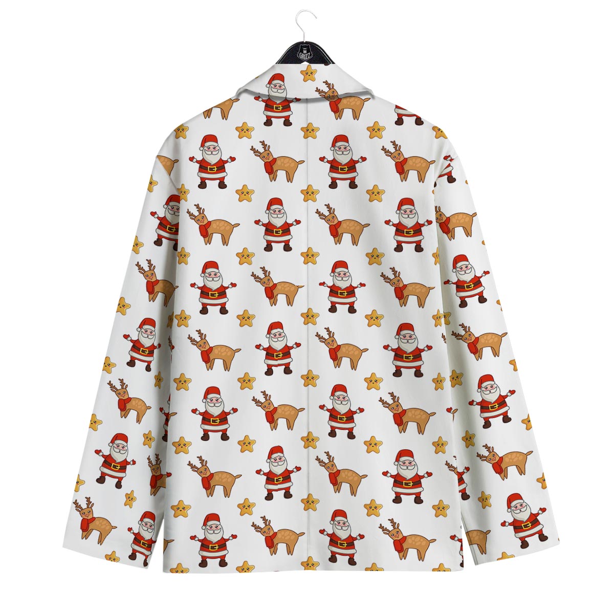 Emoji Reindeer And Santa Claus Print Pattern Men's Sport Coat-grizzshop