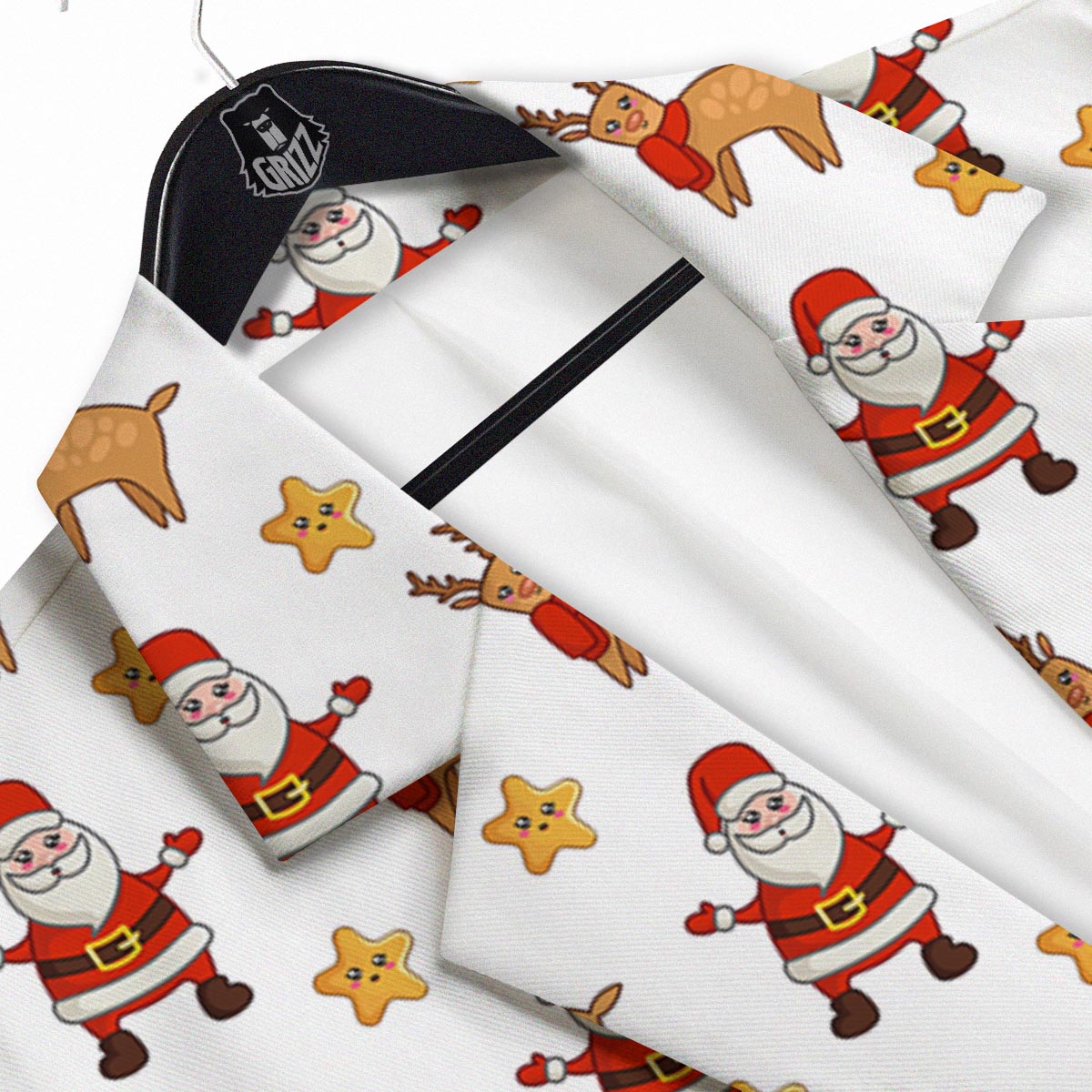 Emoji Reindeer And Santa Claus Print Pattern Men's Sport Coat-grizzshop