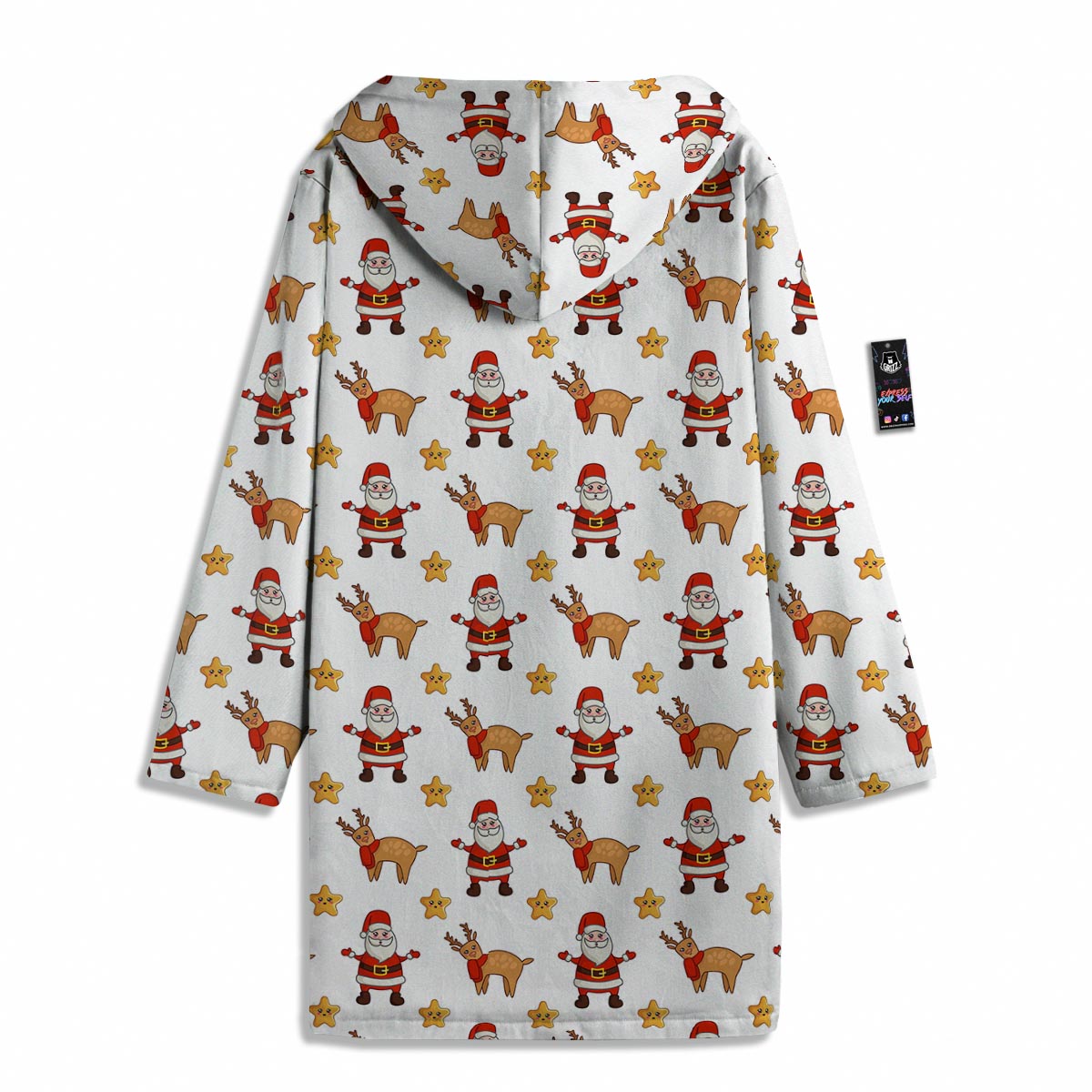 Emoji Reindeer And Santa Claus Print Pattern Men's Windbreaker Jacket-grizzshop