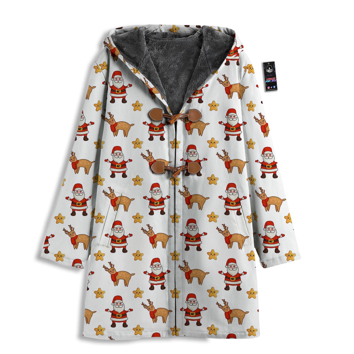 Emoji Reindeer And Santa Claus Print Pattern Men's Windbreaker Jacket-grizzshop