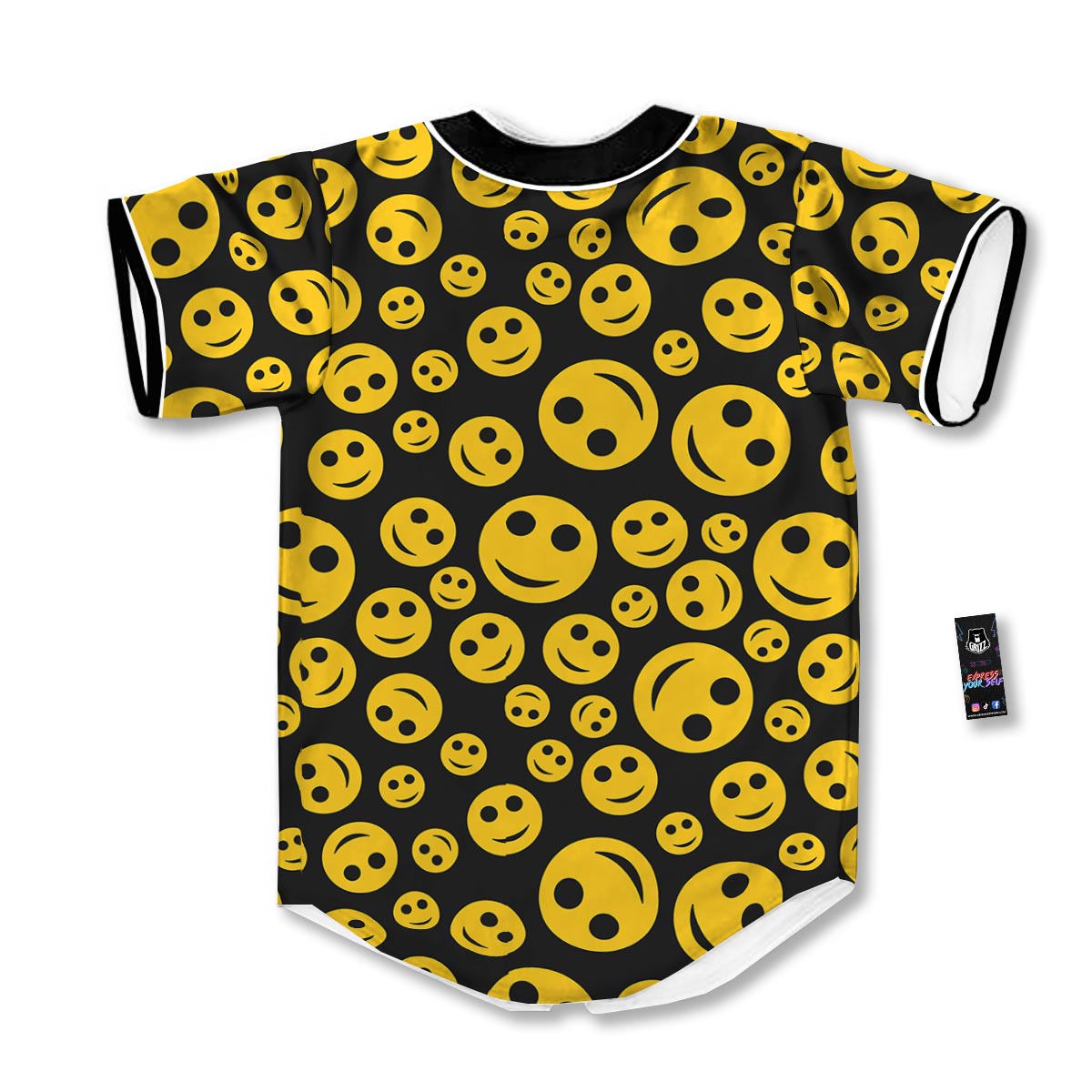 Emoji Smiley Faces Print Pattern Baseball Jersey-grizzshop