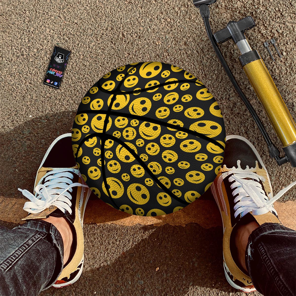 Emoji Smiley Faces Print Pattern Basketball-grizzshop