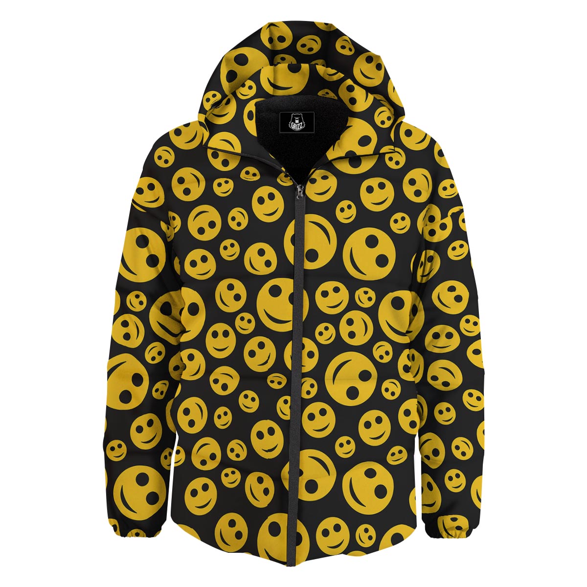 Emoji Smiley Faces Print Pattern Down Jacket-grizzshop