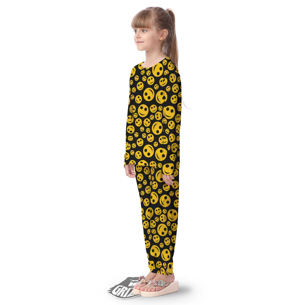 Emoji Smiley Faces Print Pattern Kid's Pajamas-grizzshop